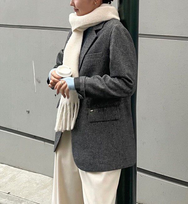 fredy emue「《セットアップ対応》ツィードオーバージャケット」|テーラードジャケット|チャコールグレー