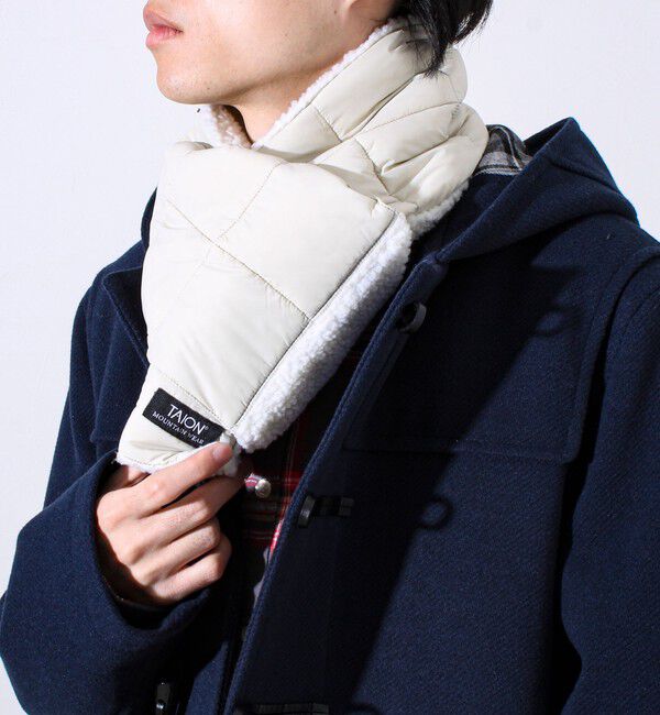 GLOSTER「【TAION/タイオン】マウンテン リバーシブル ダウン&times;ボア マフラー」|マフラー|アイボリー
