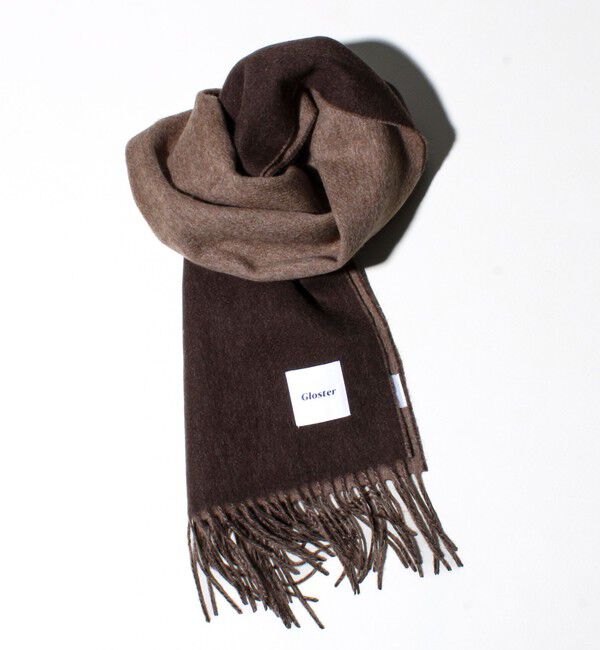 GLOSTER「【カシミヤブレンド】ウールリバーシブルソリッドマフラー」|マフラー|ブラウン