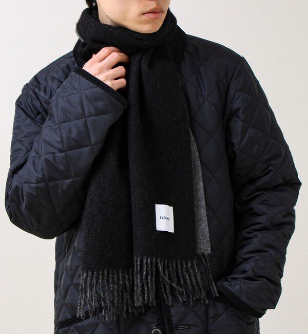 GLOSTER「【カシミヤブレンド】ウールリバーシブルソリッドマフラー」|マフラー|ブラック