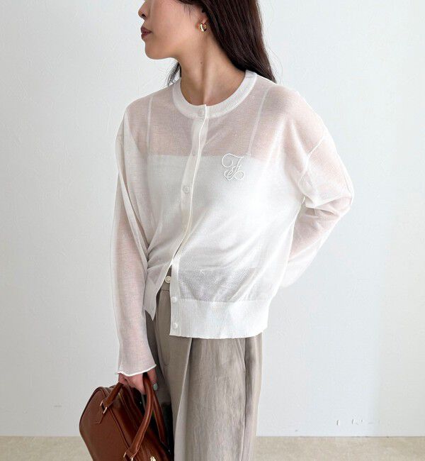 fredy emue「刺繍入りシアーニットカーディガン」|カーディガン|