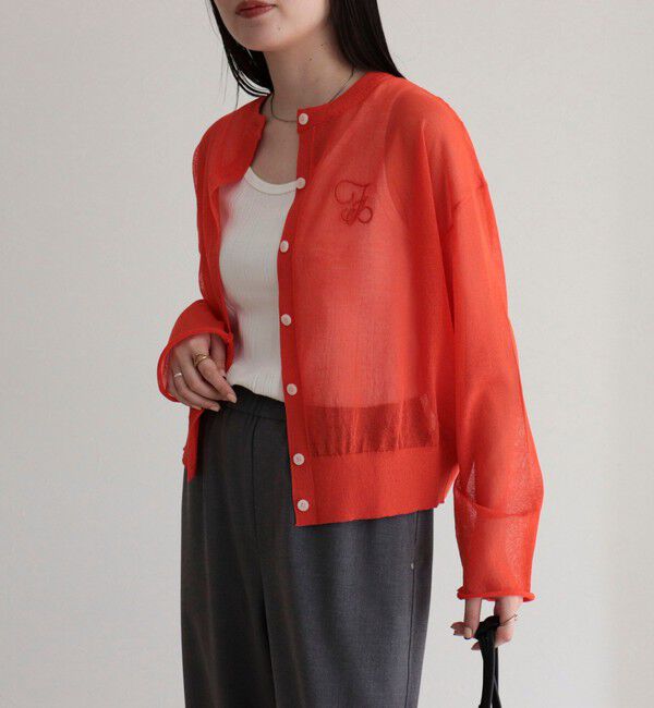 fredy emue「刺繍入りシアーニットカーディガン」|カーディガン|