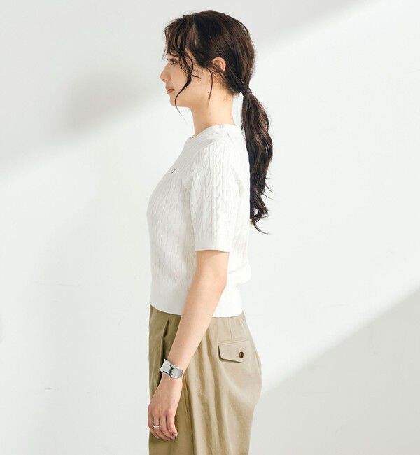 fredy emue「【WEB限定/大人気シリーズ】FR刺しゅうケーブル柄半袖プルオーバーニット」|ニット・セーター|