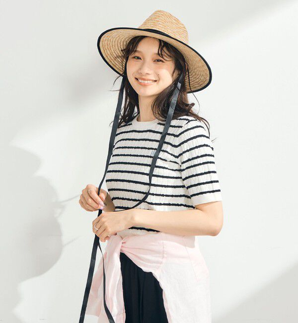 fredy emue「【WEB限定/大人気シリーズ】FR刺しゅうケーブル柄半袖プルオーバーニット」|ニット・セーター|