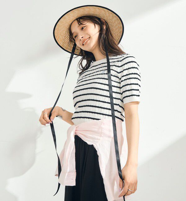 fredy emue「【WEB限定/大人気シリーズ】FR刺しゅうケーブル柄半袖プルオーバーニット」|ニット・セーター|