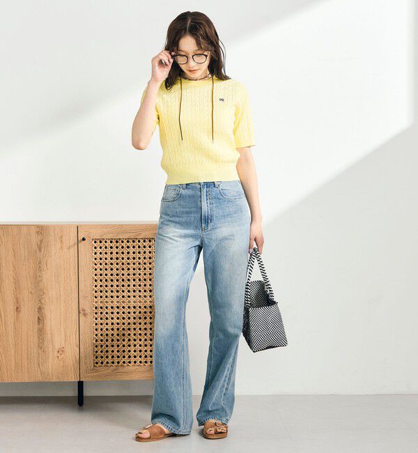 fredy emue「【WEB限定/大人気シリーズ】FR刺しゅうケーブル柄半袖プルオーバーニット」|ニット・セーター|