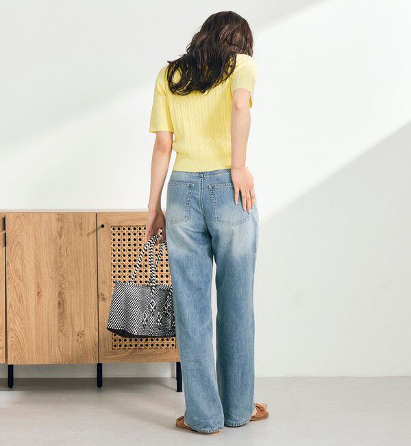 fredy emue「【WEB限定/大人気シリーズ】FR刺しゅうケーブル柄半袖プルオーバーニット」|ニット・セーター|