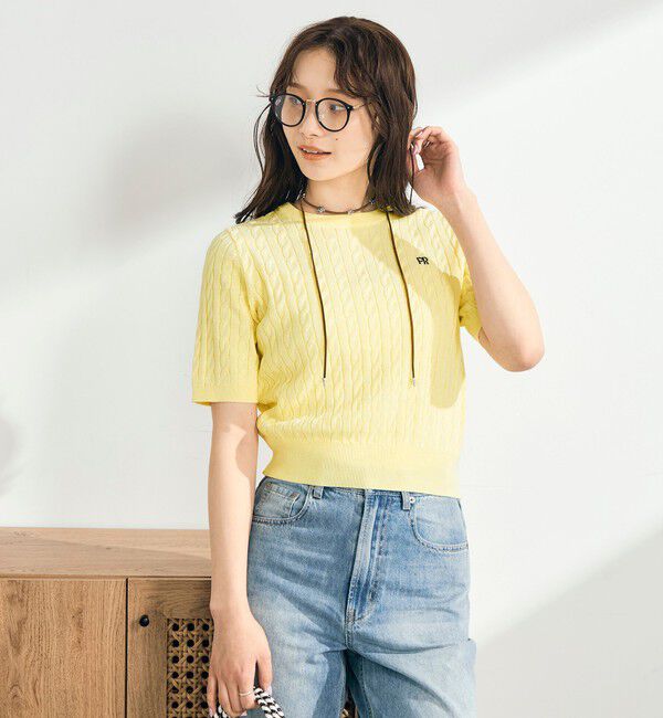 fredy emue「【WEB限定/大人気シリーズ】FR刺しゅうケーブル柄半袖プルオーバーニット」|ニット・セーター|