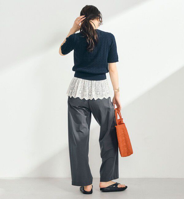 fredy emue「【WEB限定/大人気シリーズ】FR刺しゅうケーブル柄半袖プルオーバーニット」|ニット・セーター|