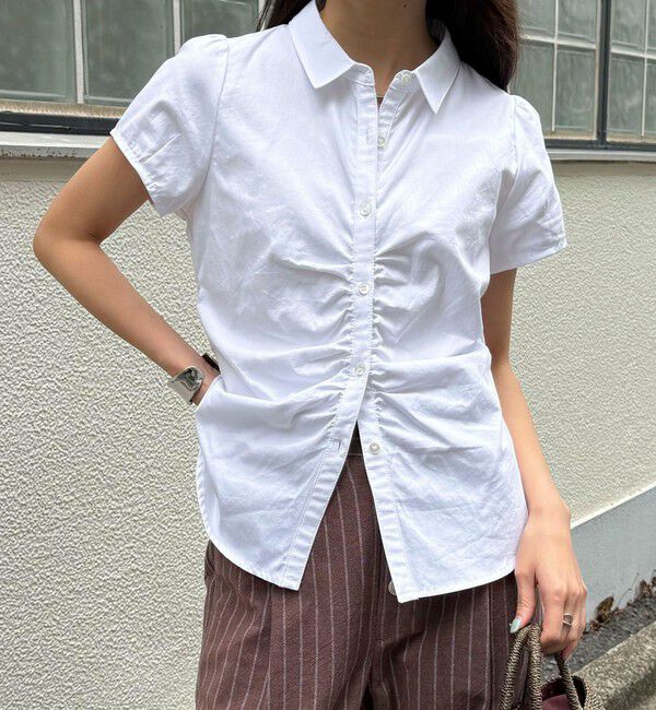 fredy emue「フロントギャザーちび袖ブラウス」|シャツ・ブラウス|オフホワイト