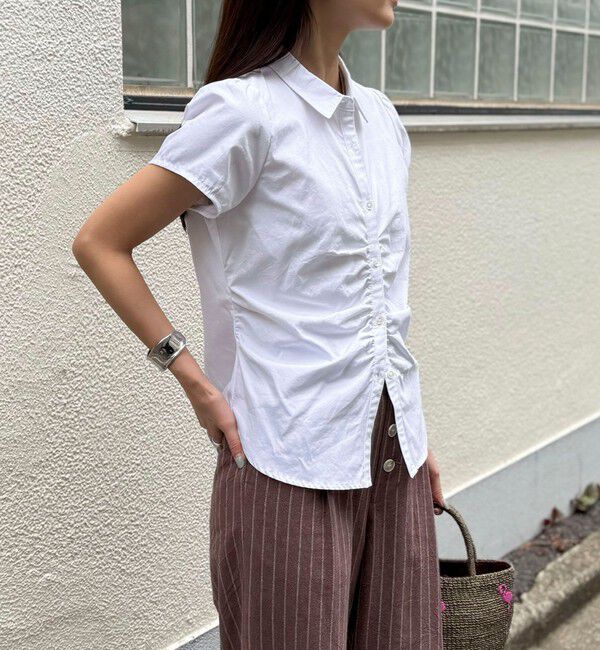 fredy emue「フロントギャザーちび袖ブラウス」|シャツ・ブラウス|