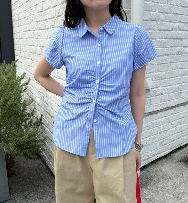 fredy emue「フロントギャザーちび袖ブラウス」|シャツ・ブラウス|