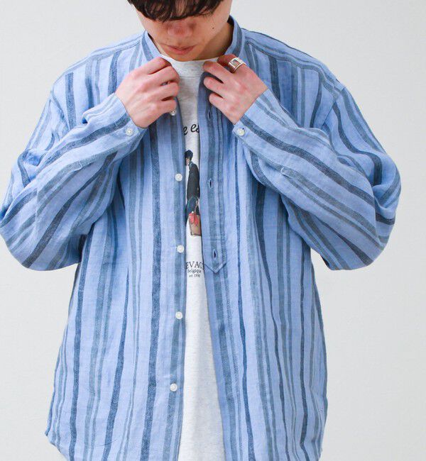 GLOSTER「【リネン100％】バンドカラーシャツ」|シャツ・ブラウス|