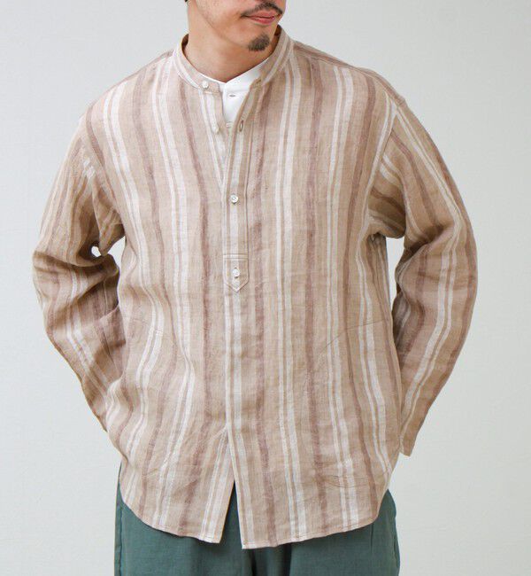GLOSTER「【リネン100％】バンドカラーシャツ」|シャツ・ブラウス|ベージュ系その他