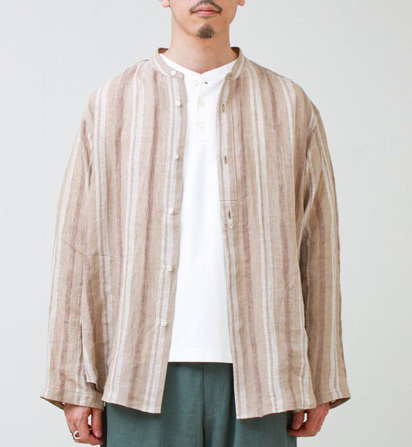 GLOSTER「【リネン100％】バンドカラーシャツ」|シャツ・ブラウス|