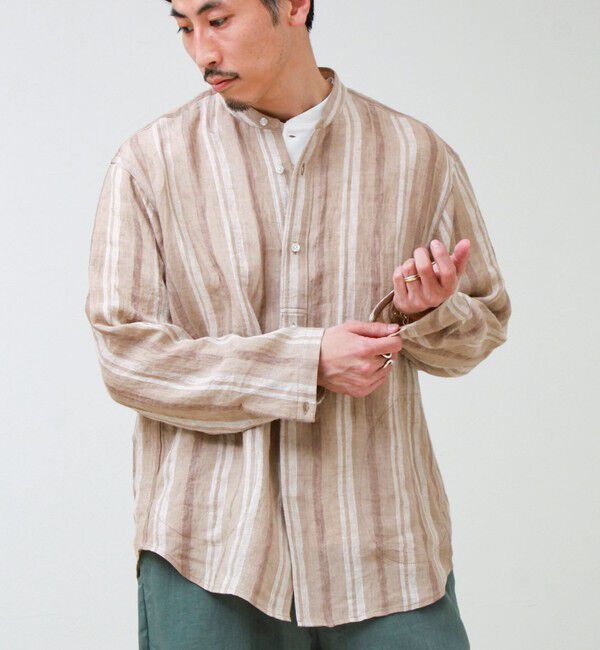 GLOSTER「【リネン100％】バンドカラーシャツ」|シャツ・ブラウス|