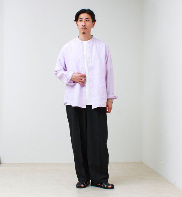 GLOSTER「【リネン100％】バンドカラーシャツ」|シャツ・ブラウス|