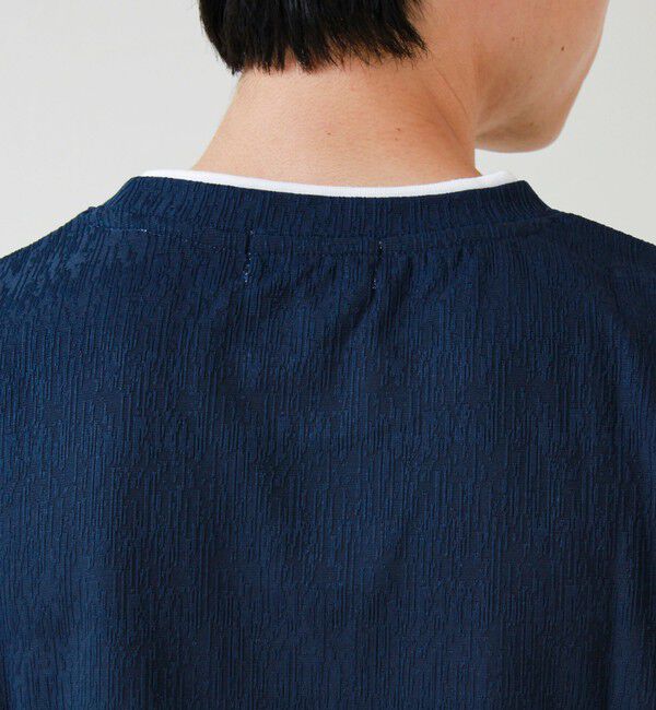 GLOSTER「【1枚でレイヤード風】ストライプジャガード フェイクレイヤーTシャツ」|Tシャツ・カットソー|