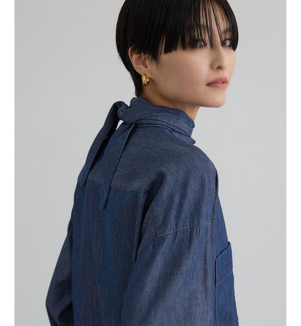 SALON adam et rope'「【WEB限定】フラールボウタイデニムブラウス」|シャツ・ブラウス|