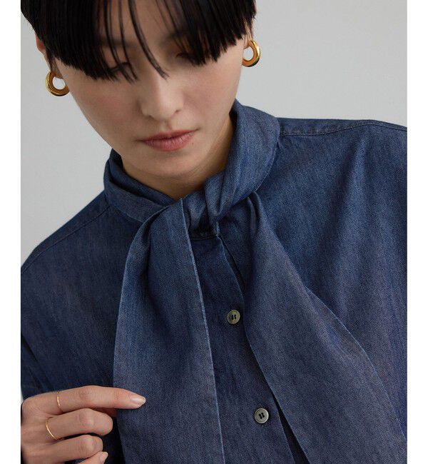 SALON adam et rope'「【WEB限定】フラールボウタイデニムブラウス」|シャツ・ブラウス|