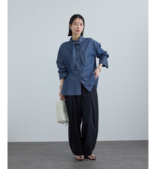 SALON adam et rope'「【WEB限定】フラールボウタイデニムブラウス」|シャツ・ブラウス|