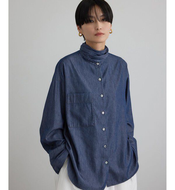 SALON adam et rope'「【WEB限定】フラールボウタイデニムブラウス」|シャツ・ブラウス|