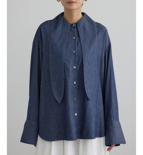 SALON adam et rope'「【WEB限定】フラールボウタイデニムブラウス」|シャツ・ブラウス|