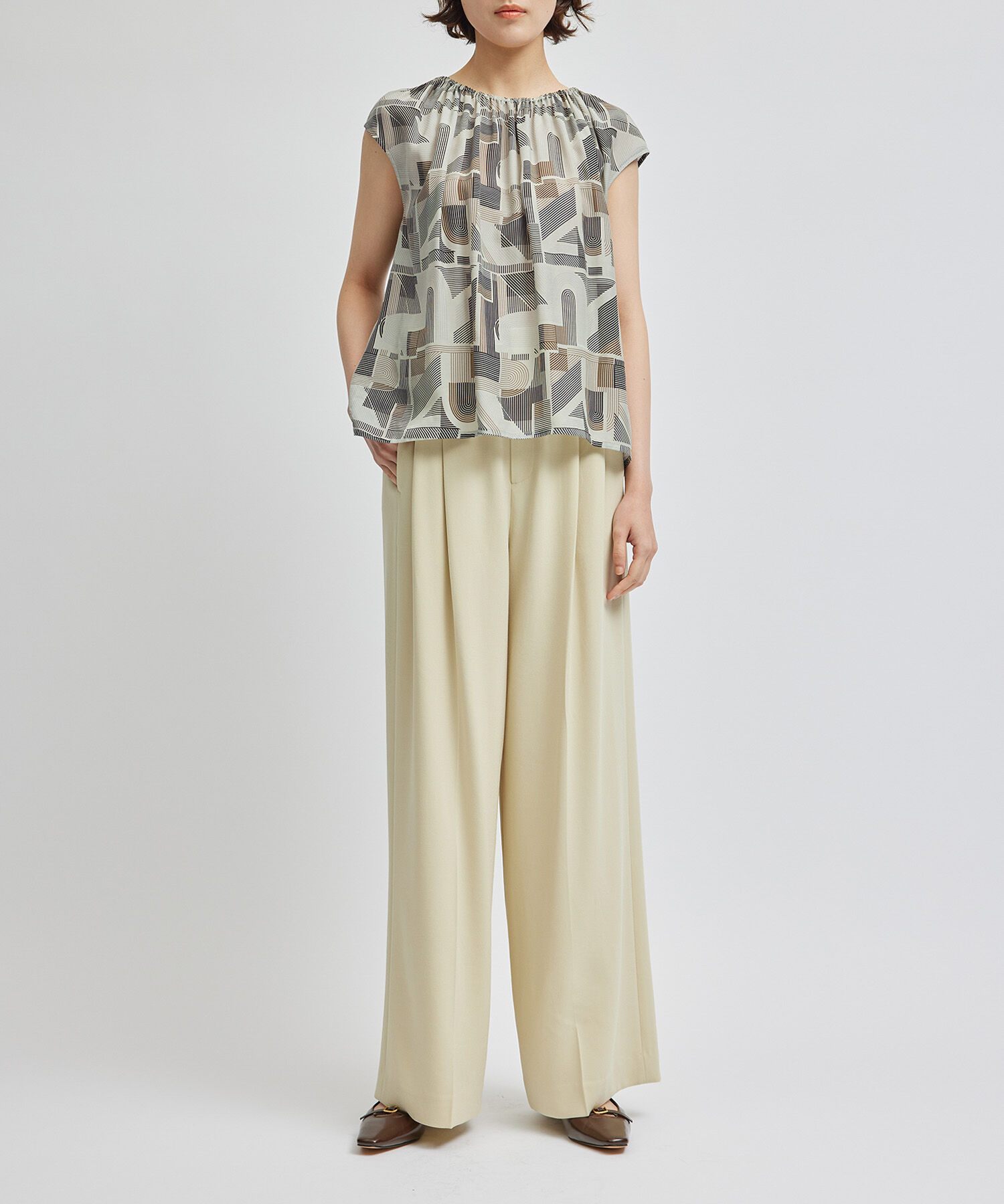 ROPE「プリントシャーリングブラウス/セットアップ対応」|シャツ・ブラウス|