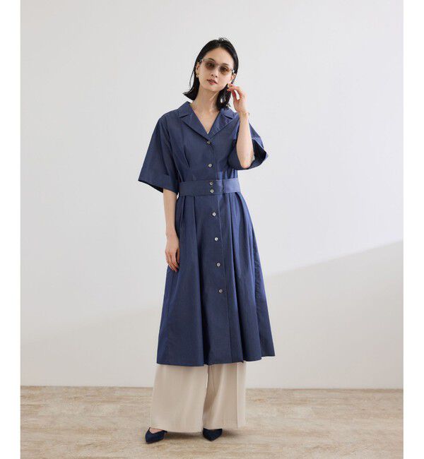 ROPE「【洗える】シャツワンピース（無地・ストライプ）」|ワンピース|