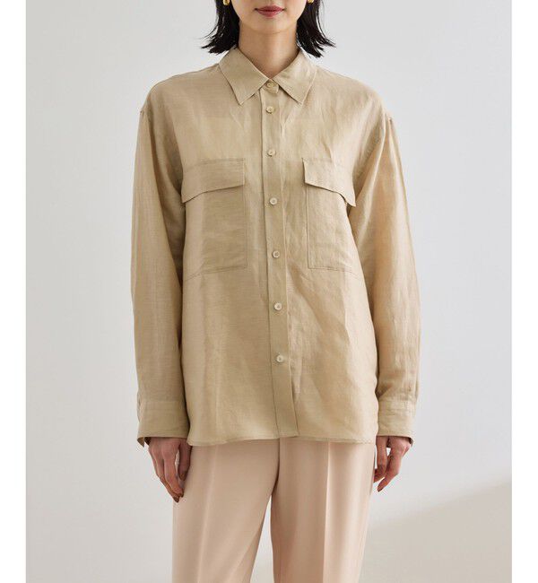 ROPE「ブライトリネン フラップシャツブラウス/洗える」|シャツ・ブラウス|