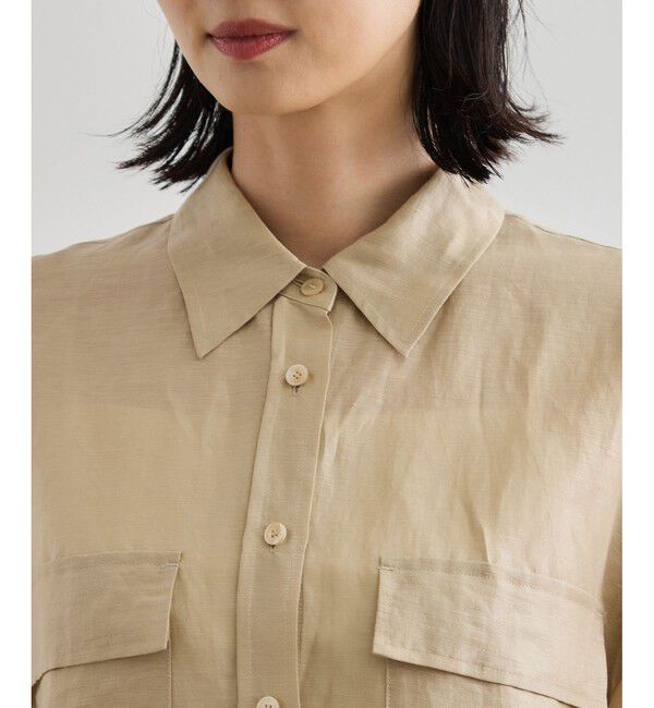 ROPE「ブライトリネン フラップシャツブラウス/洗える」|シャツ・ブラウス|
