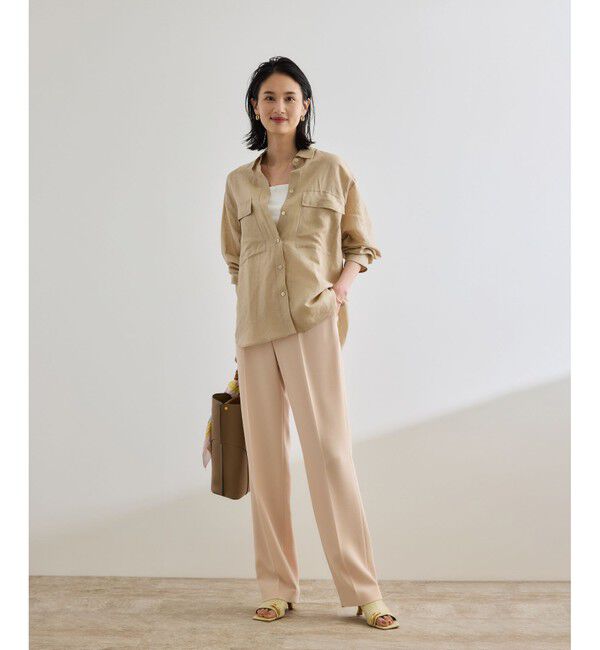 ROPE「ブライトリネン フラップシャツブラウス/洗える」|シャツ・ブラウス|