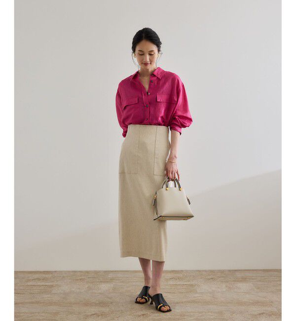 ROPE「ブライトリネン フラップシャツブラウス/洗える」|シャツ・ブラウス|