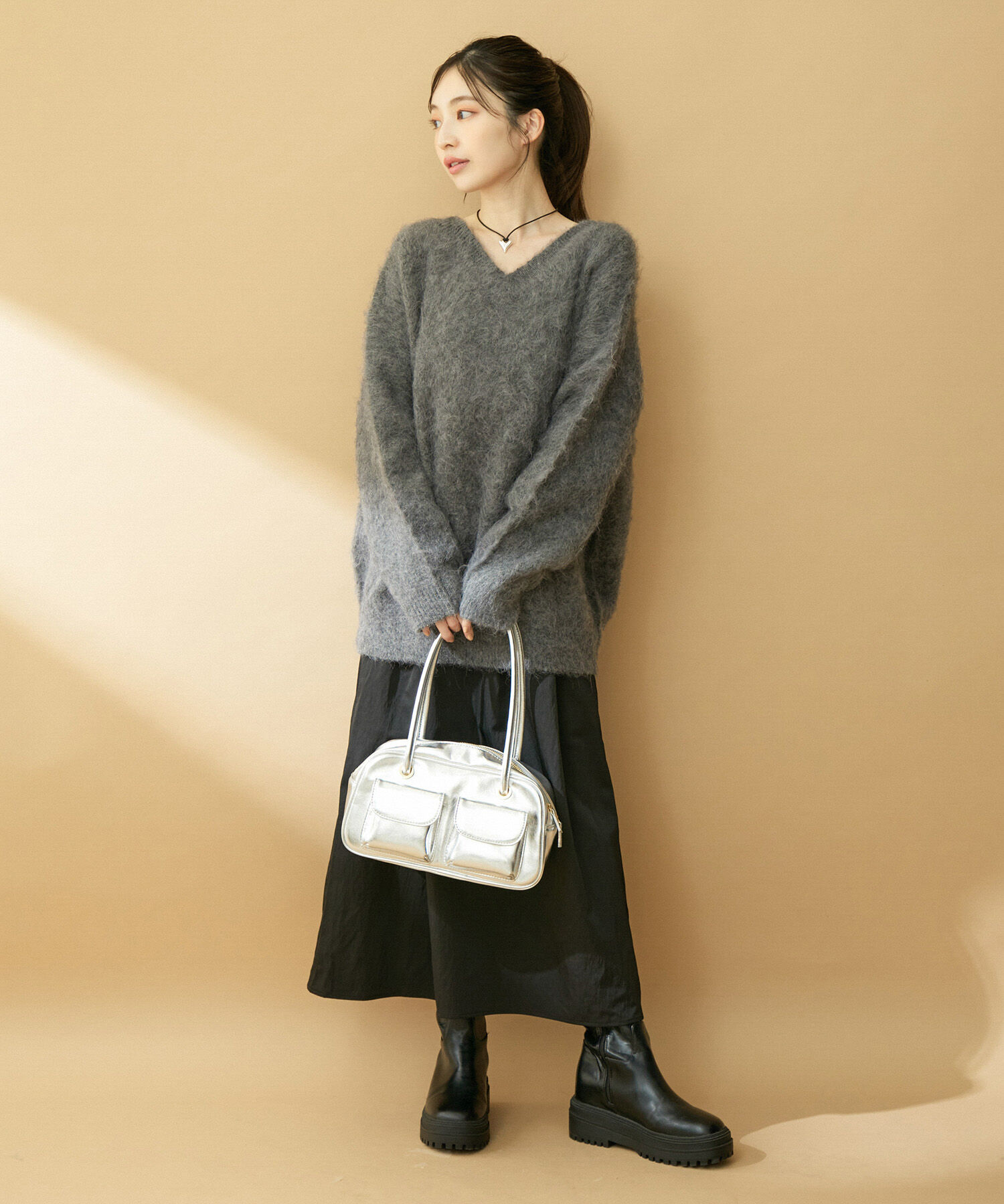 VIS「【前後2WAY】毛混トゥンカロンニット」|ニット・セーター|