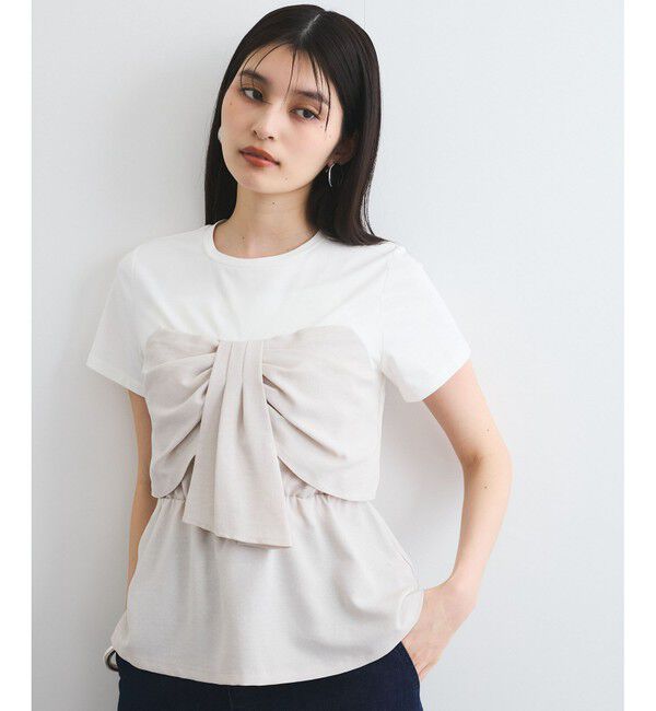 VIS「【新色追加】【美easy】ねじりリボンTシャツドッキングプルオーバー【接触冷感/洗える】」|Tシャツ・カットソー|