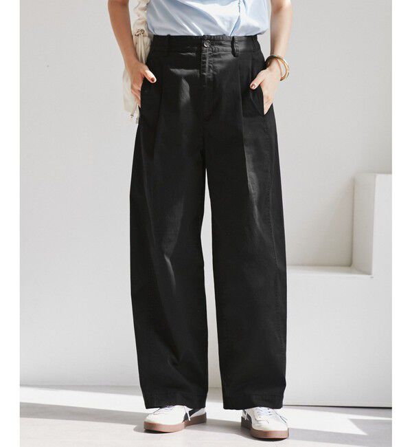 VIS「バレルシルエットコットンパンツ」|チノ|ブラック(01)