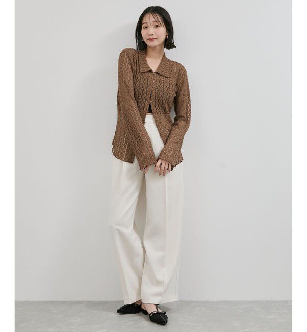 VIS「レースポロ襟カーディガン」|カーディガン|