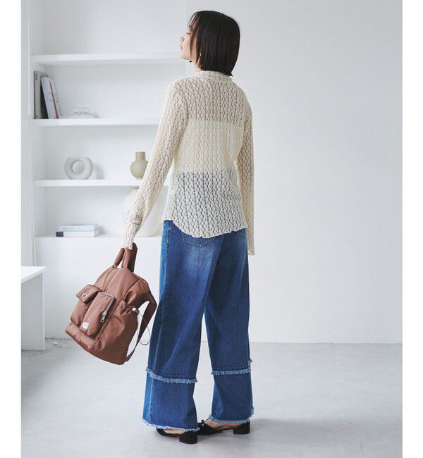 VIS「レースポロ襟カーディガン」|カーディガン|