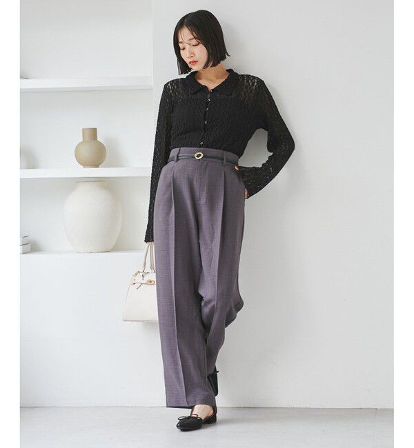 VIS「レースポロ襟カーディガン」|カーディガン|