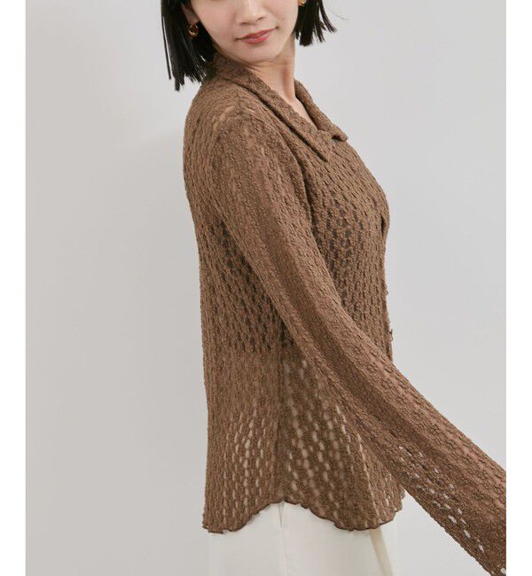 VIS「レースポロ襟カーディガン」|カーディガン|