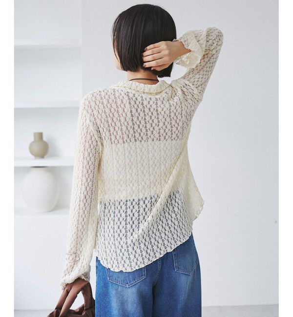 VIS「レースポロ襟カーディガン」|カーディガン|