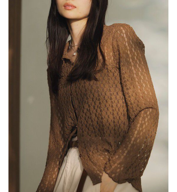 VIS「レースポロ襟カーディガン」|カーディガン|