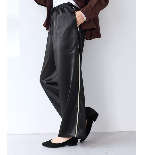 VIS「【WEB/一部店舗限定】配色サイドラインサテンイージーパンツ」|チノ|