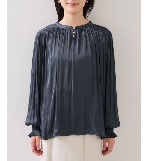 VIS「割繊シャーリングブラウス/2WAY・イージーケア」|シャツ・ブラウス|