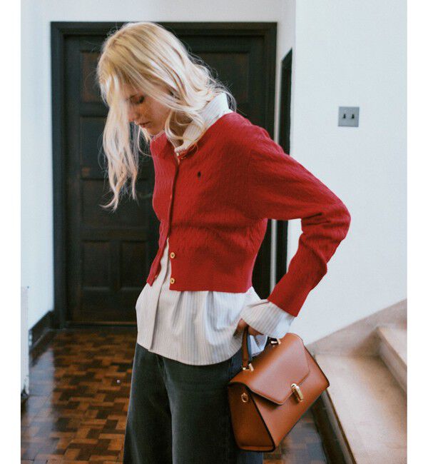 VIS「【POLO BCS】VIS別注ミニケーブルノーカラーニットカーディガン」|カーディガン|