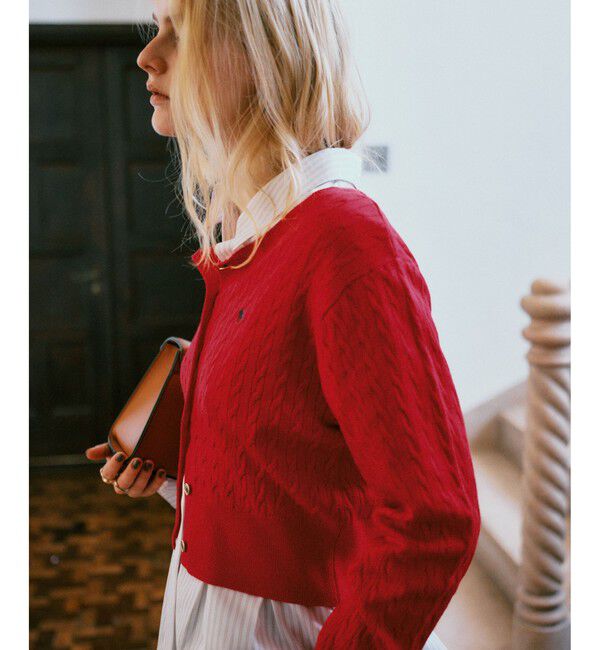 VIS「【POLO BCS】VIS別注ミニケーブルノーカラーニットカーディガン」|カーディガン|