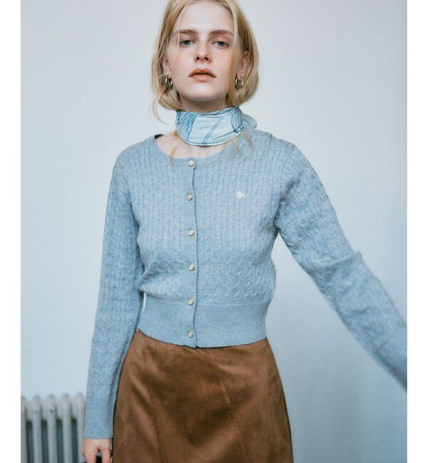 VIS「【POLO BCS】VIS別注ミニケーブルノーカラーニットカーディガン」|カーディガン|