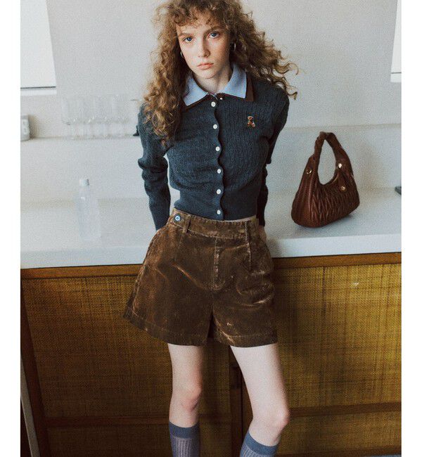 VIS「【POLO BCS】VIS別注ミニケーブルノーカラーニットカーディガン」|カーディガン|