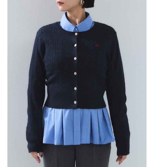 VIS「【POLO BCS】VIS別注ミニケーブルノーカラーニットカーディガン」|カーディガン|