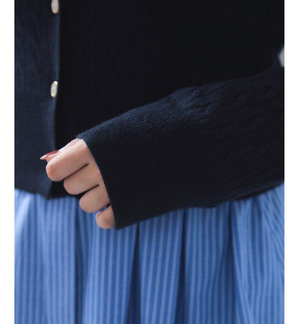 VIS「【POLO BCS】VIS別注ミニケーブルノーカラーニットカーディガン」|カーディガン|